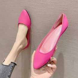 Dress Shoes Shallow Platform Plus Size Women's Shoes 2023 New Flat Shoes with Soft Soles and Pointed Work Shoes Candy-colored Women's Shoes L230724