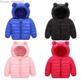 Down Coat Down Coat Cute Baby Girls Winter Clothes Kids Light s with Ear Hoodie Spring Girl Jacket Toddler Children Clothing for Boys 221203 Z230724