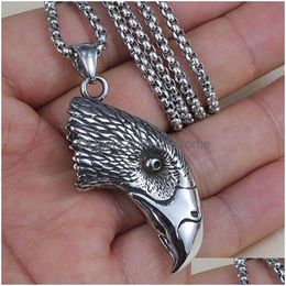 Pendant Necklaces Bird Eagle Necklace Stainless Steel Hip Hop For Men Chain Fashion Fine Jewelry Drop Delivery Pendants Dhxch