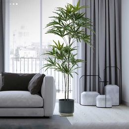 Decorative Objects Figurines 47in Large Simulation Ficus Artificial Plants Branch Tropical Fake Banyan Tree Plastic Palm Leaves For Home Garden Shop Decor L230724