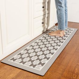Carpets PVC Long Kitchen Mat For Floor Waterproof Oilproof Area Rugs Anti Slip Door Living Room Carpet Entrance Doormat Grey