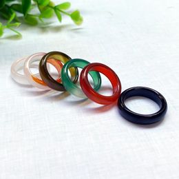 Cluster Rings 2023 High Quality Fashion Natural Stone Ring Charm Round Agates Finger Wedding Bands For Women Girls Jewellery