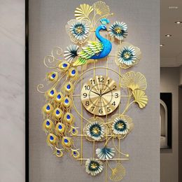 Wall Clocks Peacock Gold Luxury Movement Mechanism Gift Modern Living Room Relogio De Parede Home Decoration