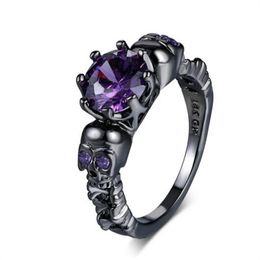 Punk Skull Gothic Ring For Women Men Halloween Goth Black Gold Colour Rings Accession Wholesale Fashion Jewellery GC2227