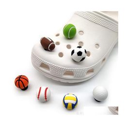 Shoe Parts Accessories 3D Sports Ball Clog Charms Plastic Charm Decoration Buckle Pvc Jibitz Buttons Pins Drop Delivery Shoes Dhseo