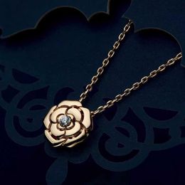 Fine Brand Pure 925 Sterling Silver Jewelry For Women Rose Camellia Flower Pendant Necklace New Luxury Top Quality 2022 New1864