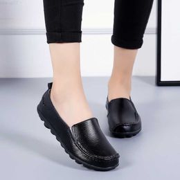 Dress Shoes New Mocasines Women Flat Shoes Woman Soft Casual Shoes Genuine Leather Flats Ladies Shoes Femme Slip on Loafers Plus Size L230726