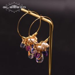 Hoop Huggie GLSEEVO 925 Sterling Silver Colourful Tassel Fresh Water Pearl Hoop Earrings Original Design Handmade Womans Luxe Jewellery GE0904 230724