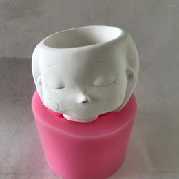 Baking Moulds Girl Head Silicone Flower Pot Candle Cup Holder Mould 3D Cake Accessories Resin Craft Chocolate Moulds