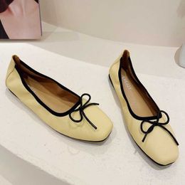 Dress Shoes Chaussure Femme Soft Roll-Up Shoes Woman Solid Leather Flats Square Toe Loafers Ladies Dress Ballets Foldable Pockect Moccasins L230724