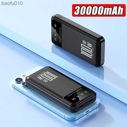 Power Bank 30000mAh Fast Charging Powerbank Portable External Battery Charger Poverbank With LED Light For iPhone Xiaomi Samsung L230619