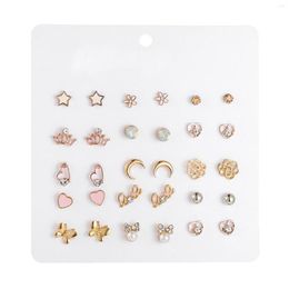 Stud Earrings 15 Pairs/Pack Girl Set Pretty Ear Studs For Kids Children Wholesale Jewelry