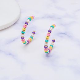 Stud Earrings Rice Bead C-shaped Colourful Soft Ceramic Fashion Hand Knitted Minimalist Bohemian Alloy Women Beaded