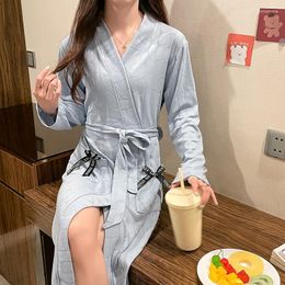 Women's Sleepwear 2023 Autumn Cotton Long Sleeve Kimono Robes For Women Loose Bathrobes Nightdress Bath Robe Homewear Night Dress Nighty