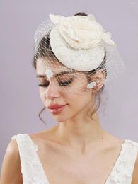 Headpieces Handmade Flower Headwear Hat Wedding Dress Accessories Veil Bridal Ornaments For Women Hairbands