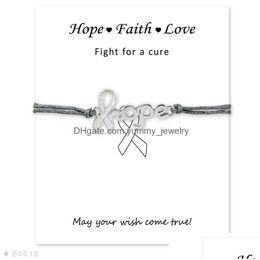 Charm Bracelets Diabetic Type 1 Medical Alert Card Fighter Breast Cancer Awareness Ribbon Sier Jewellery Women Men Uni Gift Drop Deliver Dhips