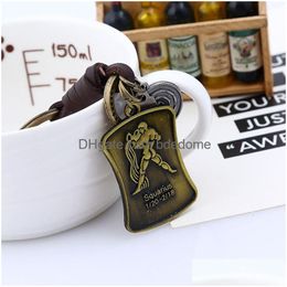 Key Rings Update Bronze Fashion Sign Tag Keyring 12 Constell Leather Keychain Bag Hangs Jewellery Will And Sandy Gift Drop Delivery Dhi68