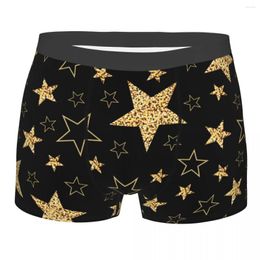 Underpants Men's Underwear Golden Stars Black Background Men Boxer Shorts Elastic Male Panties