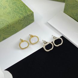 Vintage Simple Earring Retro Letter Diamond Earrings Charm Rhinestone Studs Women Crystal Alphabet Eardrops Birthday Gift With Box