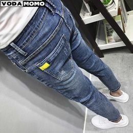 Men's Jeans Spring Vintage Jeans Men's Fashion Brand Slim Fit Long Pants Loose Relaxed Versatile Small Feet Cropped Pants Trendy Jeans L230724