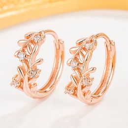Stud earrings new women's earrings olive leaf micro-inlaid zircon stud earrings 18K gold-plated earrings fashion jewelry