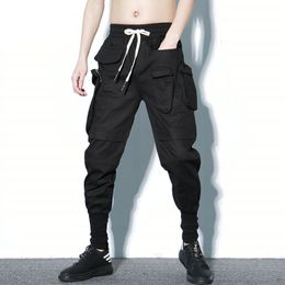 Men's Pants Men Hip Hop Black Casual Jogger Sweatpants Multipocket Cargo Trousers 230724