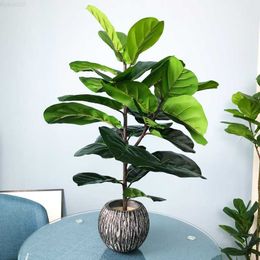 Decorative Objects Figurines 23/47in Large Artificial Banyan Plants Tropical Tree Fake Ficus Branch Plastic Leaves For Home Wedding Party Room Shop Decor L230724