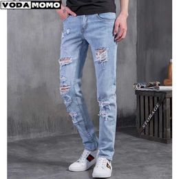 Men's Jeans Fashion Men Casual Ripped Hiphop Pants Straight Jean For Male Distressed Denim Trousers Personality men clothing L230724