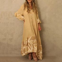 Casual Dresses Loose Maxi Dress Ruffle Stunning Colourful Oversized Hem Three Quarter Sleeves For Dating Party Events