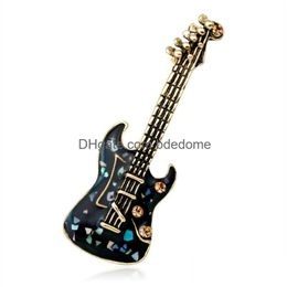 Pins Brooches Hip Hop Electric Guitar Brooch Pins Musical Instrument Colorf Shell Cor For Women Men Fashion Jewelry Drop Delivery Dhhk4