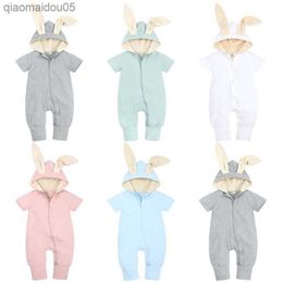 Multibuy Promo Baby Girls Boys Clothing Hoodies Romper Easter Come Rabbit Bunny Shorts Sleeve Sleepsuit Bodysuit For Newborn L230712