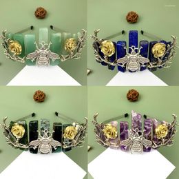 Hair Clips Natural Flat Stone Crystal Crown Headband With Branches Flower Bee Accessories Cross-border Trend Ladies European And Americ