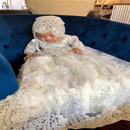 New Flower Girl Dresses 2020 Custom Christening Gowns For Baby Girls Lace Appliqued Pearls Baptism Dresses First Communication Dre217a