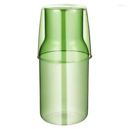Cups Saucers Glass Water Bottle With Cup Set Bedside Carafe Night Tumbler Glasses Flask Drinkware Pot For Milk Tea 550ML