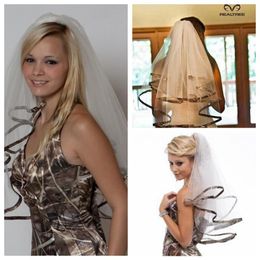 Vintage Custom Camo Satin Edge Veil Elbow Customised With Comb Camouflage For Wedding Accessories Veil Country Wedding Veil F262j