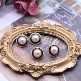 Stud Earrings Round For Women Enamel Pearls Small Brincos Creative Black Dripping Glaze Party Accessories