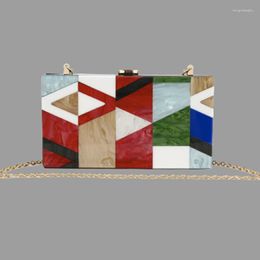 Evening Bags Women Messenger Brand 2023 Luxury Acrylic Geometric Lattice Patchwork Handbag Party Prom Clutch Woman Bag