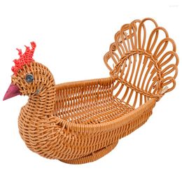 Dinnerware Sets Imitation Rattan Multi-function Party Bread Basket Fruits Serving Woven Peafowl Modeling Table Decor
