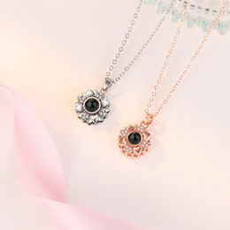 Pendant Necklaces Customised in 100 languages I Love You Necklace Sunflower Love Confession Project Clavicle Chain Birthday Gift Necklace Female 230724