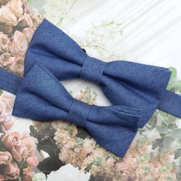 Bow Ties Cotton Cowboy Color Parent-Child Bowtie Sets Lovely Kids Pet Men Neckwear Butterfly Wedding Blue Black Pink Grey Tie Gift