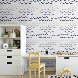 Wallpapers Modern Simple Waves Self-adhesive Wallpaper Colourful Arc Removable Peel And Stick For Nursery Kids Room Decor