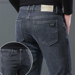 Men's Jeans 2023 New Black Grey Men's Stretch Jeans Classic Slim Korea Fashion Solid Colour Simple Male Straight Skinny Denim Trousers L230724