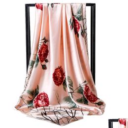 Shawls Spring Scarves Women Simation Satin Printing Professional Scarf Kerchief Wholesale 90X90Cm Drop Delivery Fashion Accessories Dh4Zl
