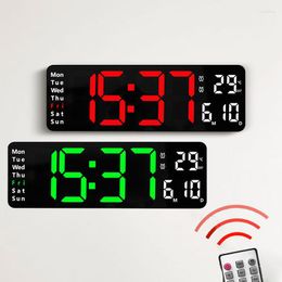 Wall Clocks Digital Clock Large Alarm Remote Control Date Week Temperature Dual Alarms LED Display Living Room Dec