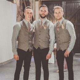 2020 Groom Vests For Wedding Wool Groomsmen Attire Slim Fit Mens Suit Vest Prom Groom Wear Wedding Dress Tailor Waistcoat Country 2962