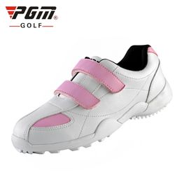 PGM Children Girls Golf Shoes Anti-skid Leather Mesh Outdoor Kids Sneakers Boys Hook Loop Athletics Sports Shoes XZ007