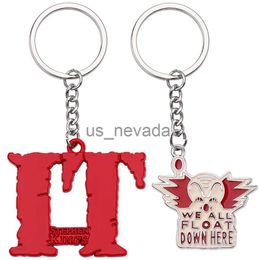 Keychains Lanyards Horror Movie Trinket Key Chain Stephen King's We All Float Down Here Enamel Keychains Keyring Jewellery Gifts For Fans Accessories J230724