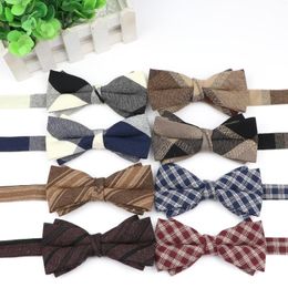 Bow Ties Style Men Plaid Tie Cotton Bowtie Casual Gravata Blue Red Butterfly Strip Colourful Super Soft For Man Wearing