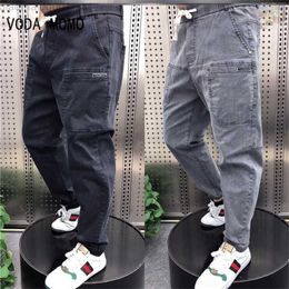 Men's Jeans Spring Summer Black Blue Cargo Jeans Men Streetwear Denim Jogger Pants Men Baggy Harem Jean Trousers Harem Jean Trousers L230724