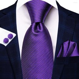 Bow Ties 2023 Gift Tie For Men Novelty Purple Solid Fashion Brand Wedding Party Necktie Handky Cufflinks Wholesale Hi-Tie Designer